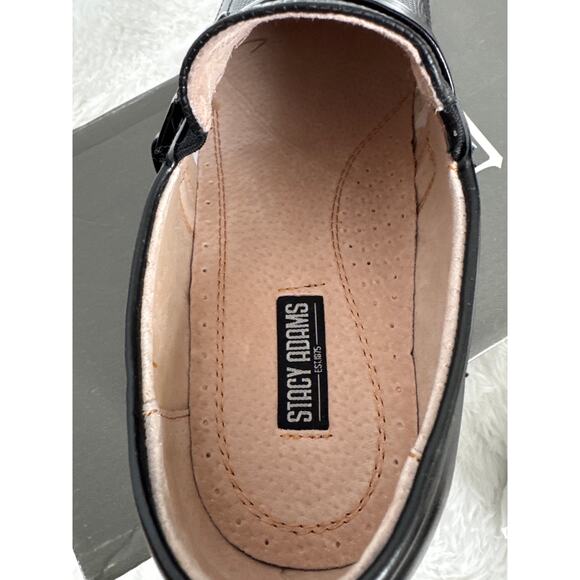 NIB 1990s Stacy Adams Beau Black Leather Monk Strap Dress Shoes Size 9M - Picture 10 of 14